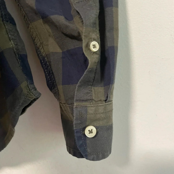 George Navy Blue  and Olive Green Checkered Plaid Shirt - Medium - Picture 8 of 8